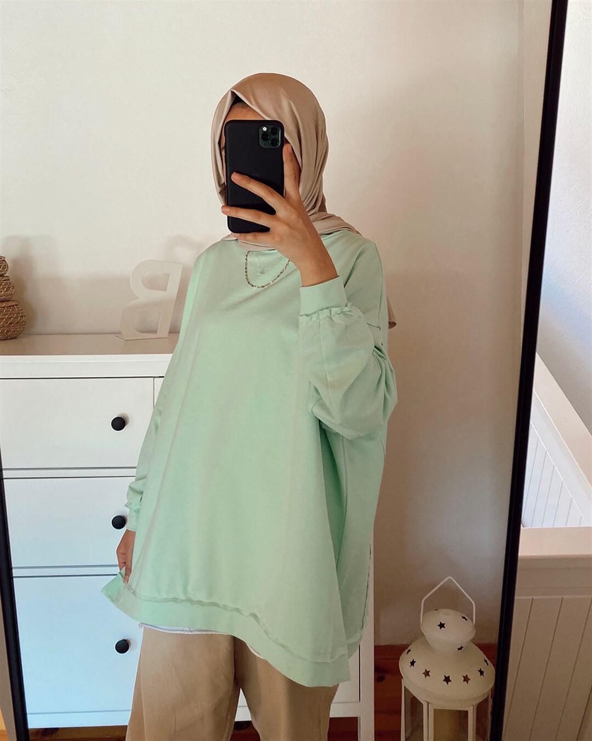 Mint Bisiklet Yaka Basic Sweatshirt