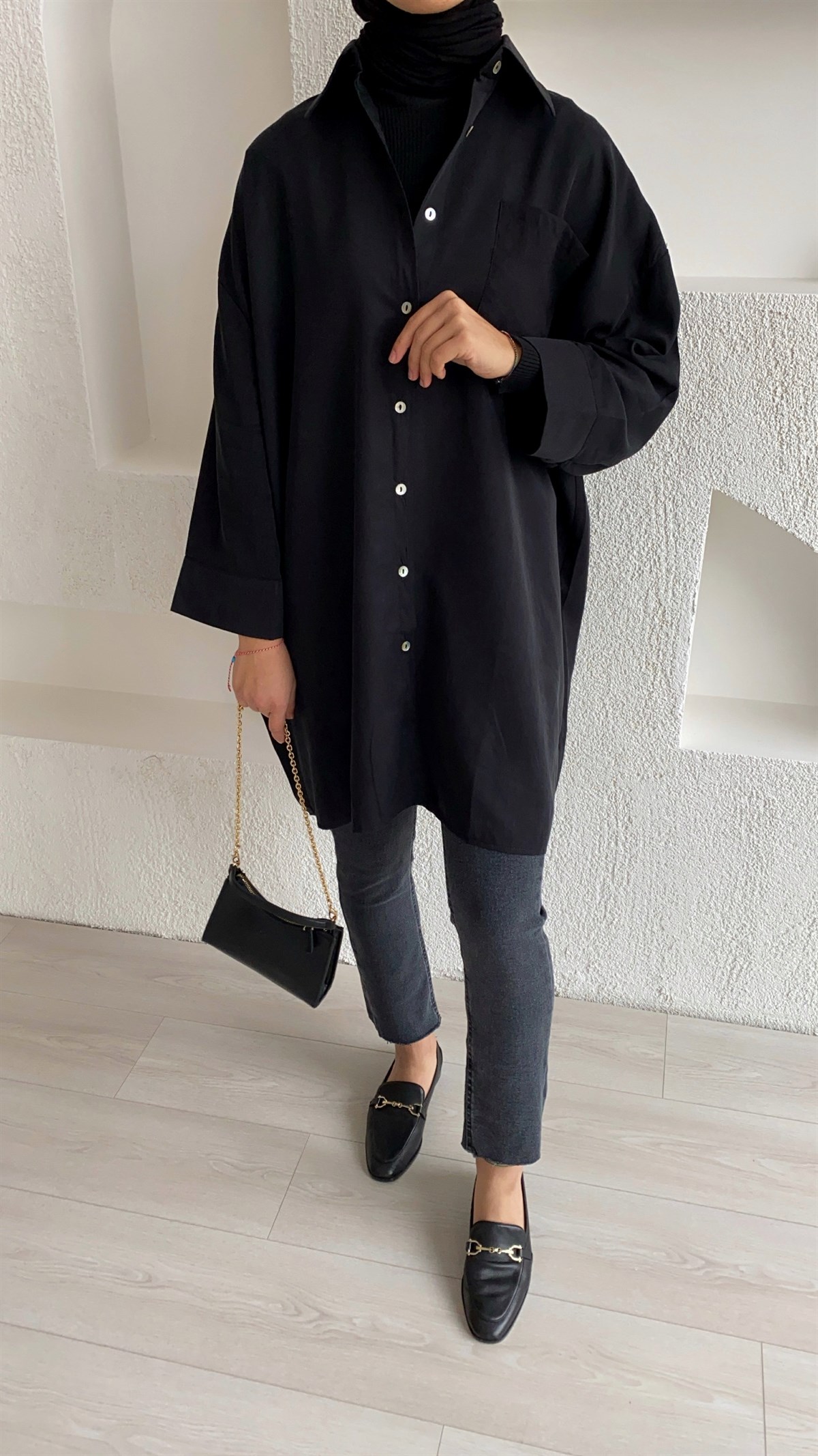 Oversize Manşet Kol Gömlek