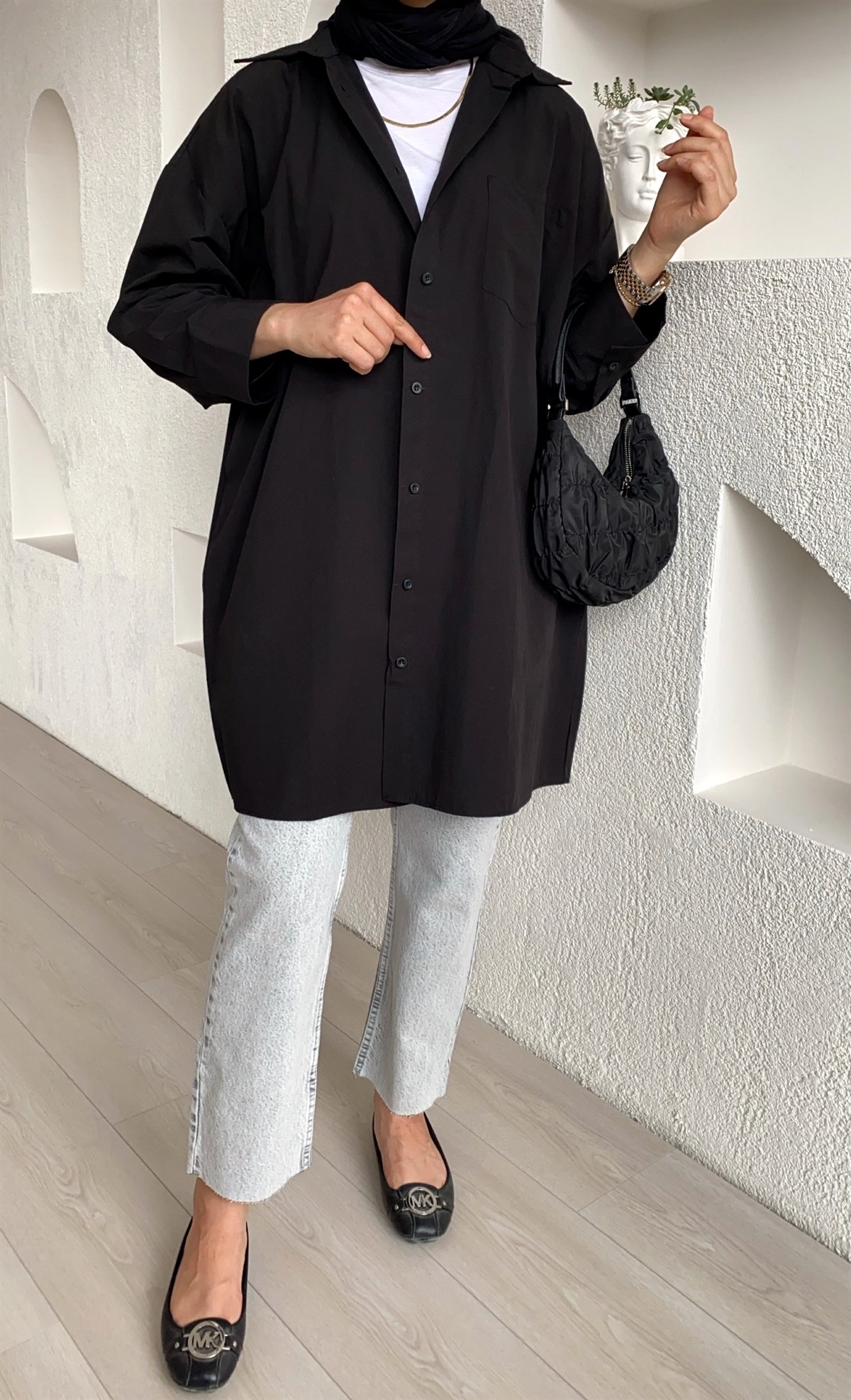 Oversize Manşet Kol Gömlek