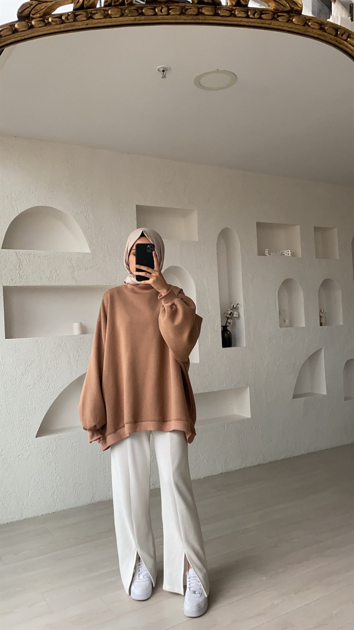 Oversize Melanjlı Siyah Sweatshirt