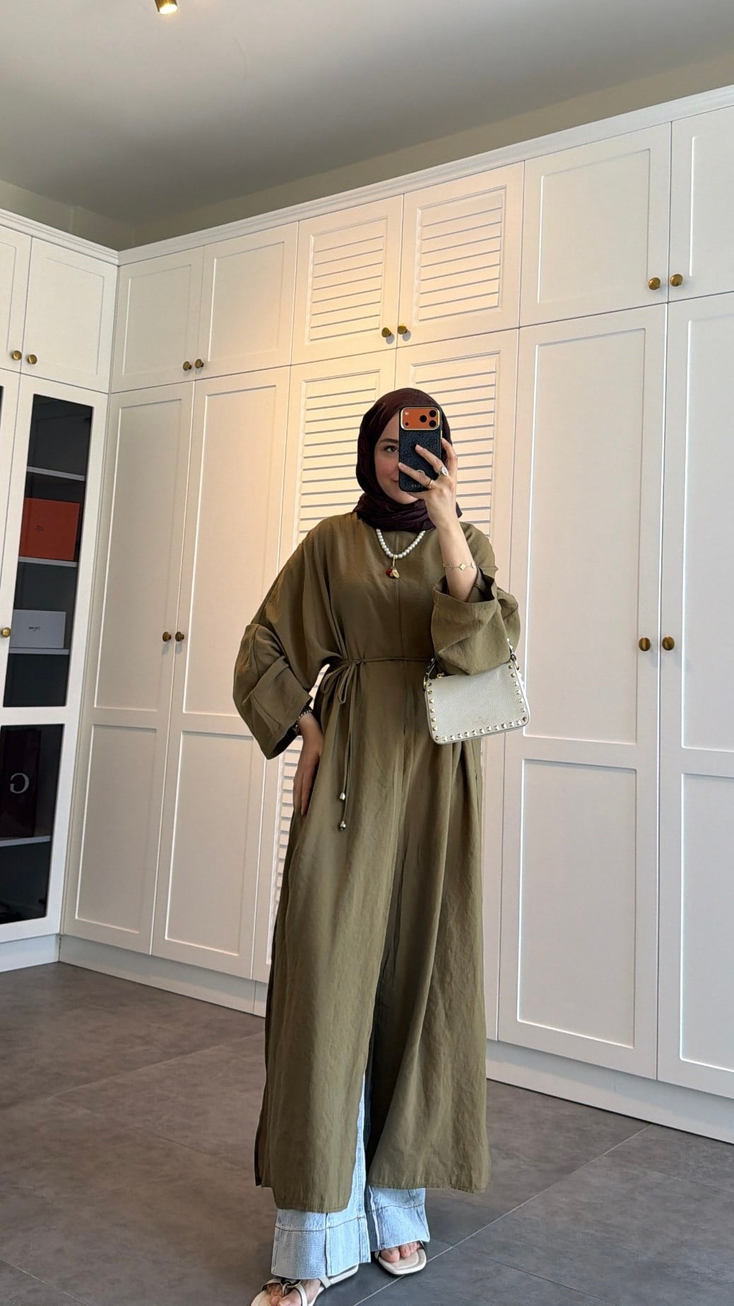 Parla Yırtmaç Detaylı Tunik Olive