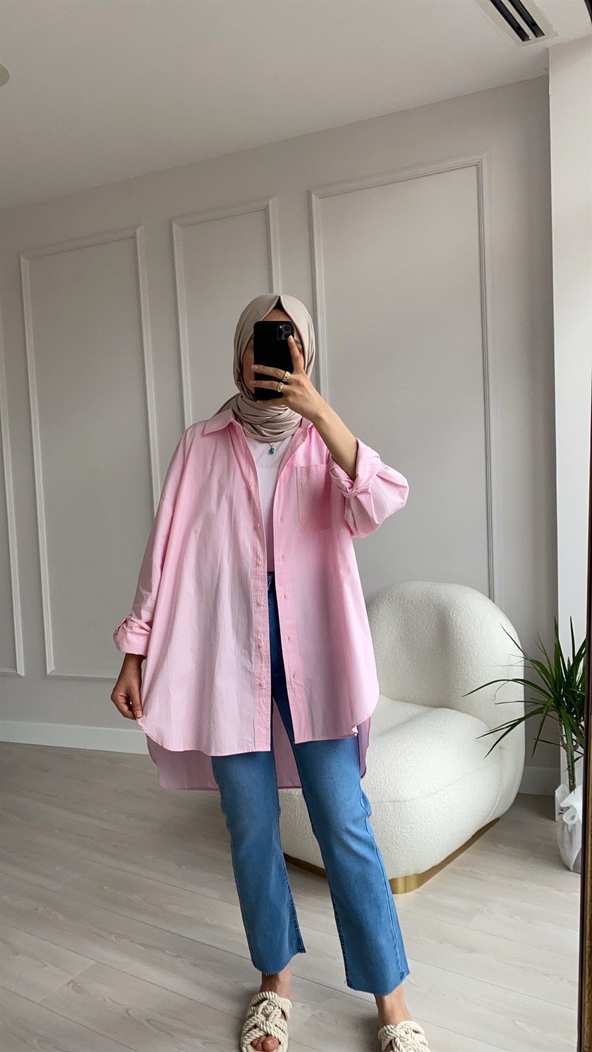 Pembe Oversize Gömlek