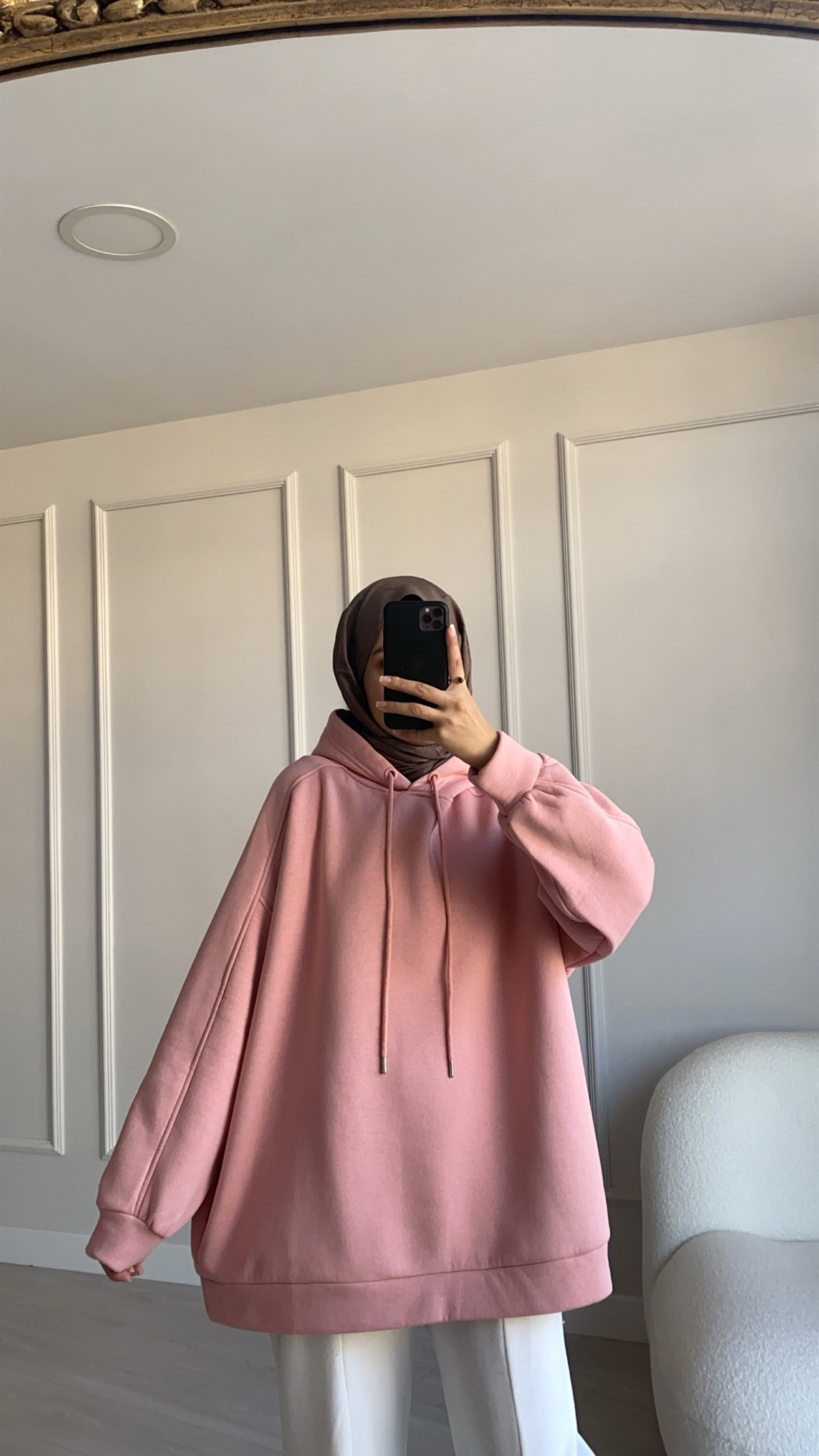 Pembe Şardonlu Sweatshirt 