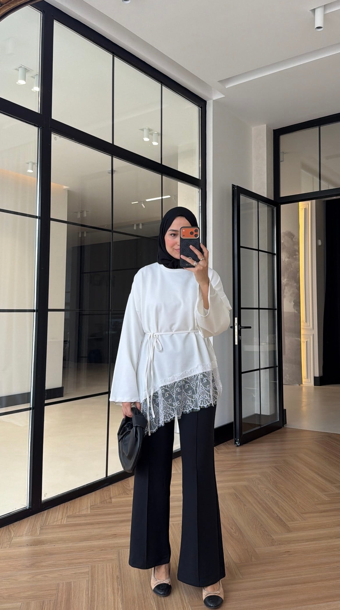 Premium Dantelli Oversıze Sweat Ekru