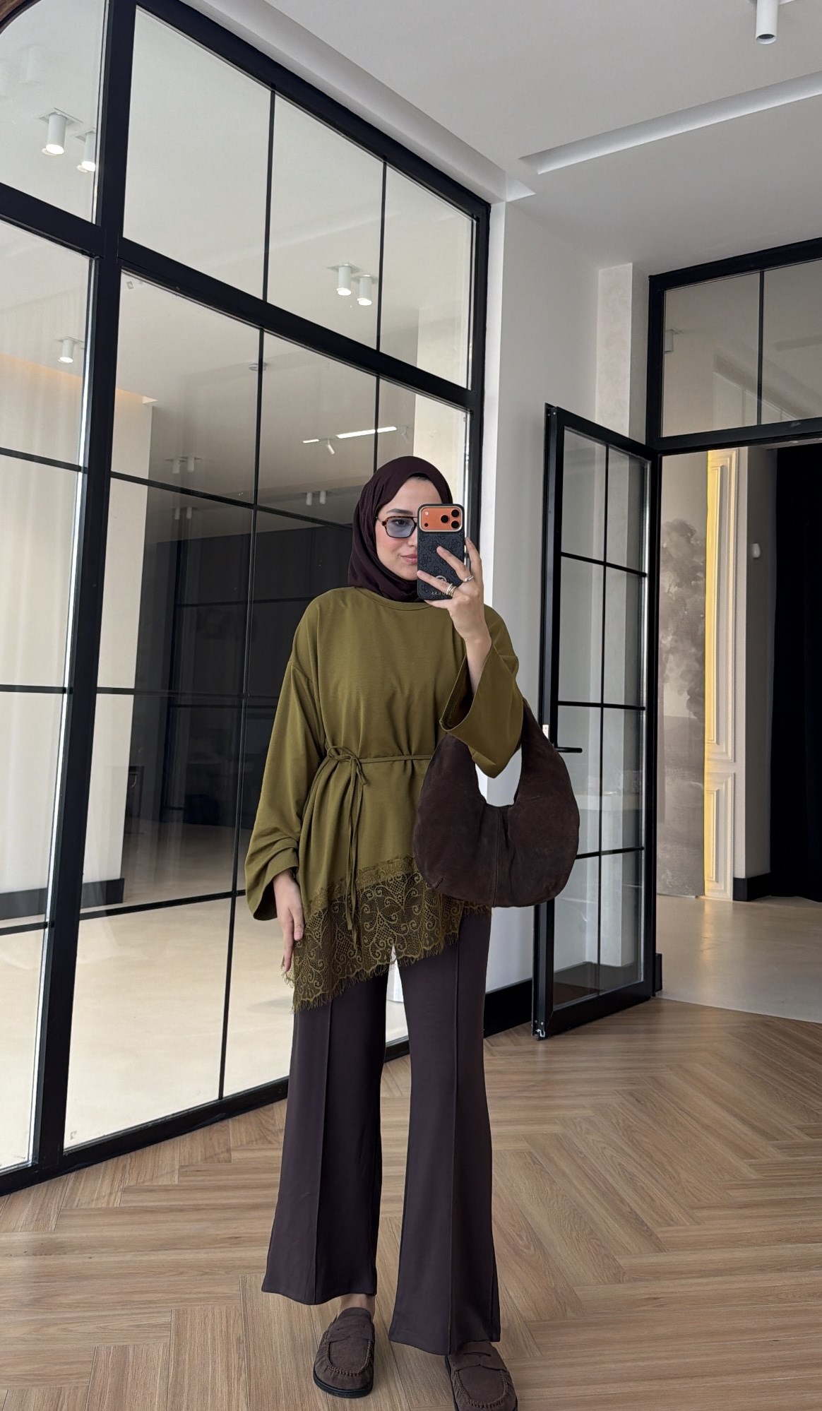 Premium Dantelli Oversıze Sweat Olive