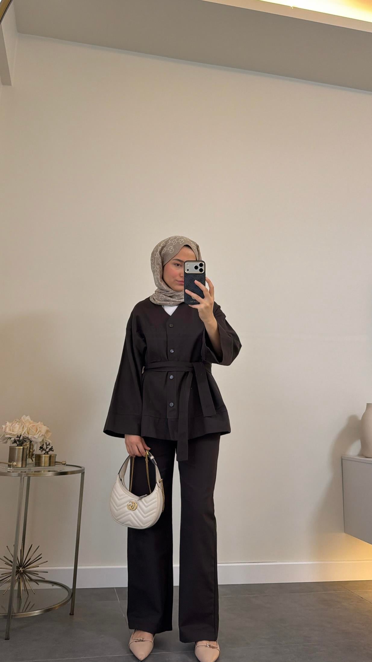 Premium Gabardin Takım Kahve
