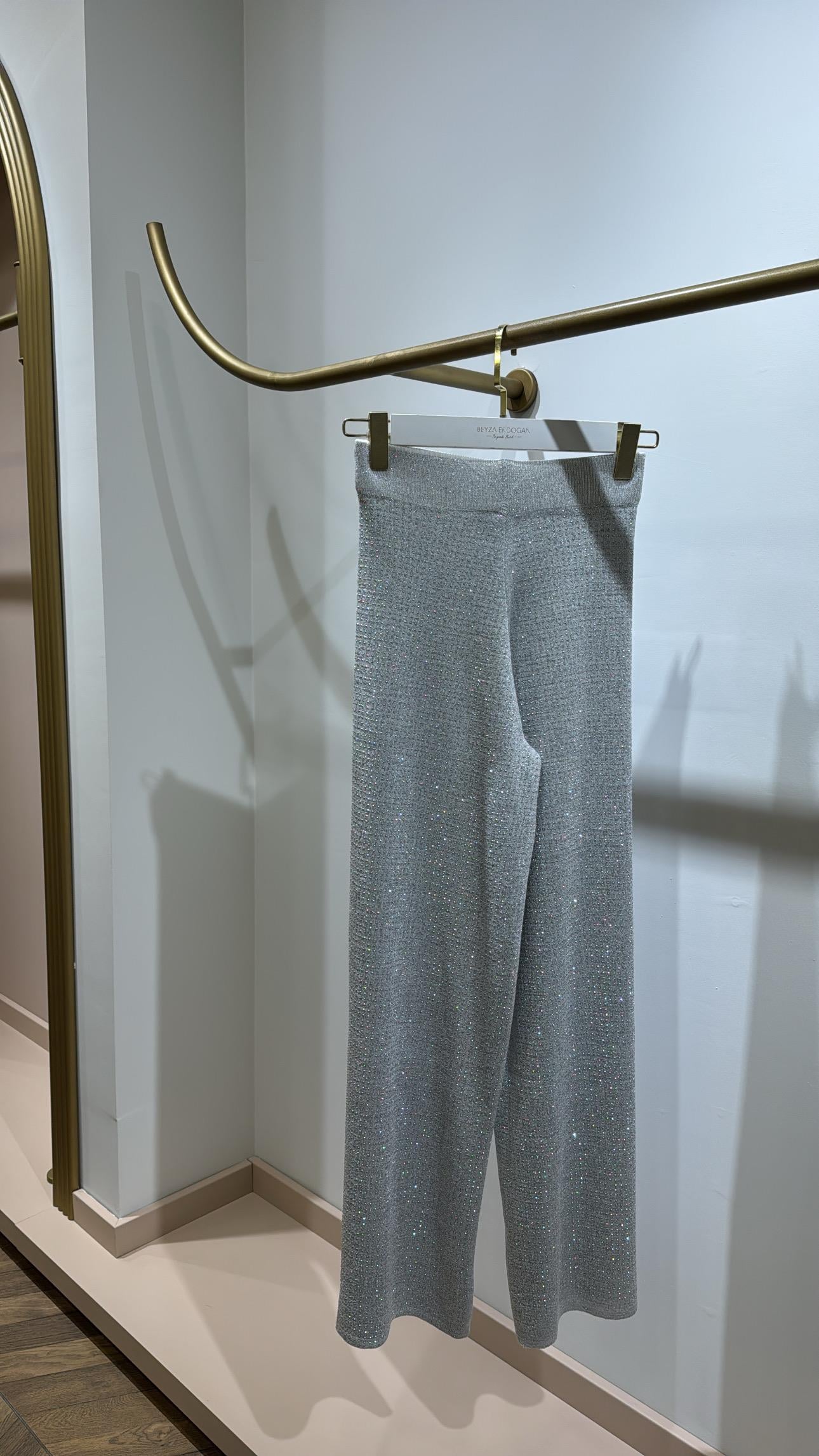 Premium Taşlı Pantolon Gri