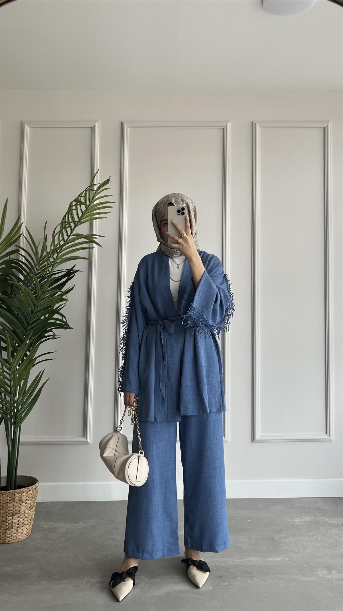 Şerit Süs Kimono Takım