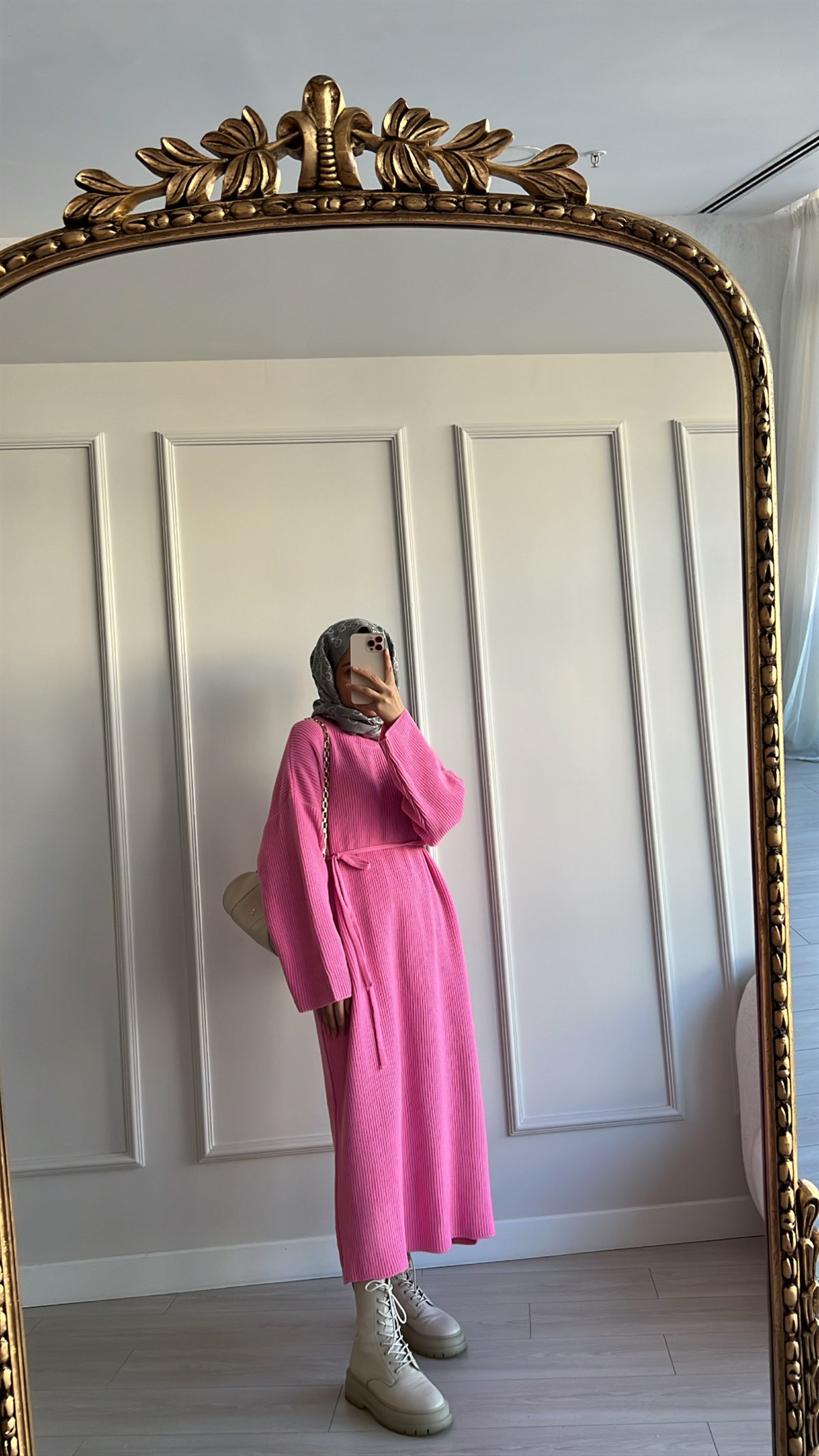 Triko Elbise --Pembe 