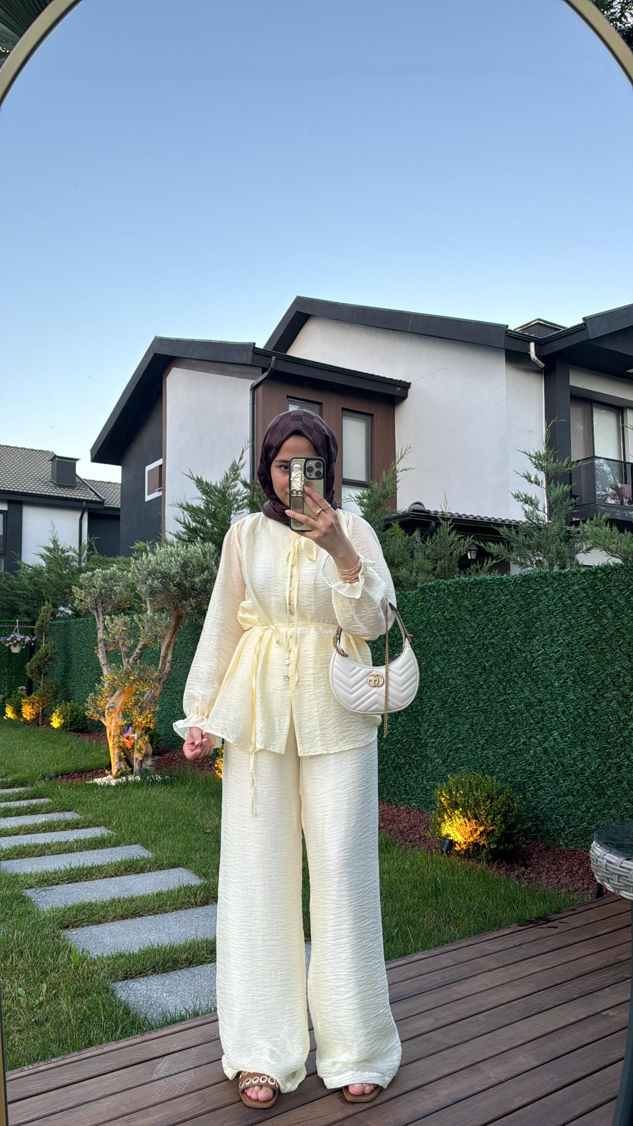 Tül Detaylı Takım Butter Yellow