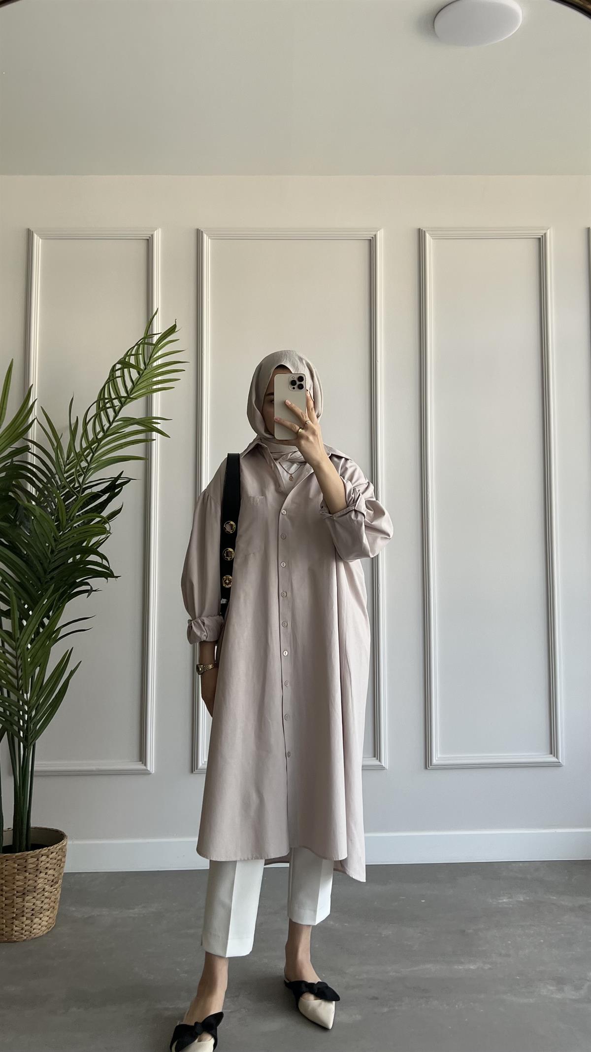 Uzun Oversize Poplin Gömlek