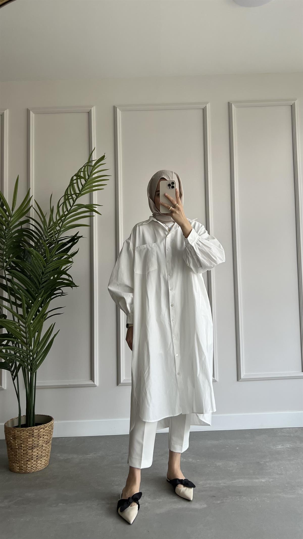 Uzun Oversize Poplin Gömlek