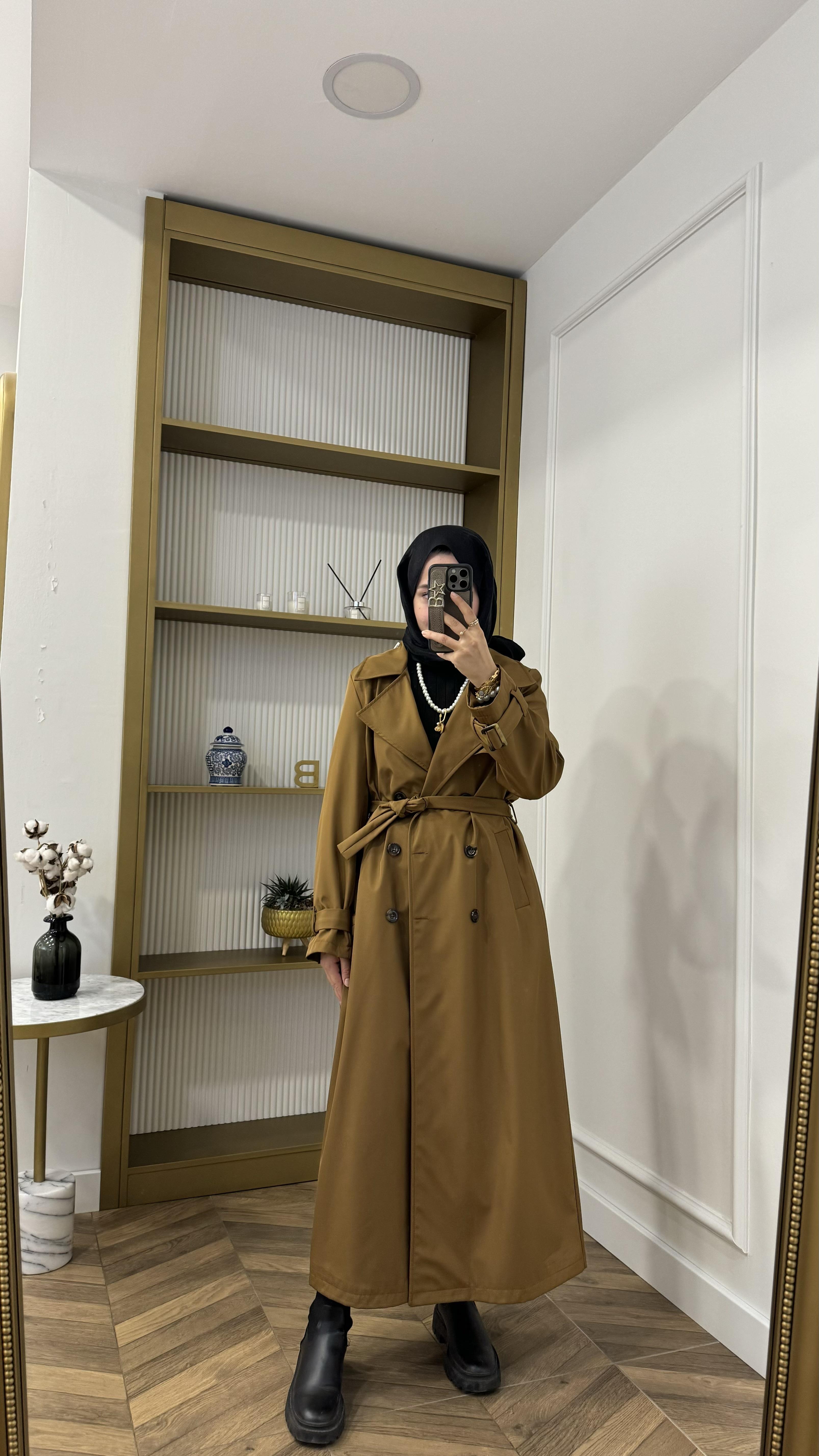 Uzun Premium Trençkot Camel 