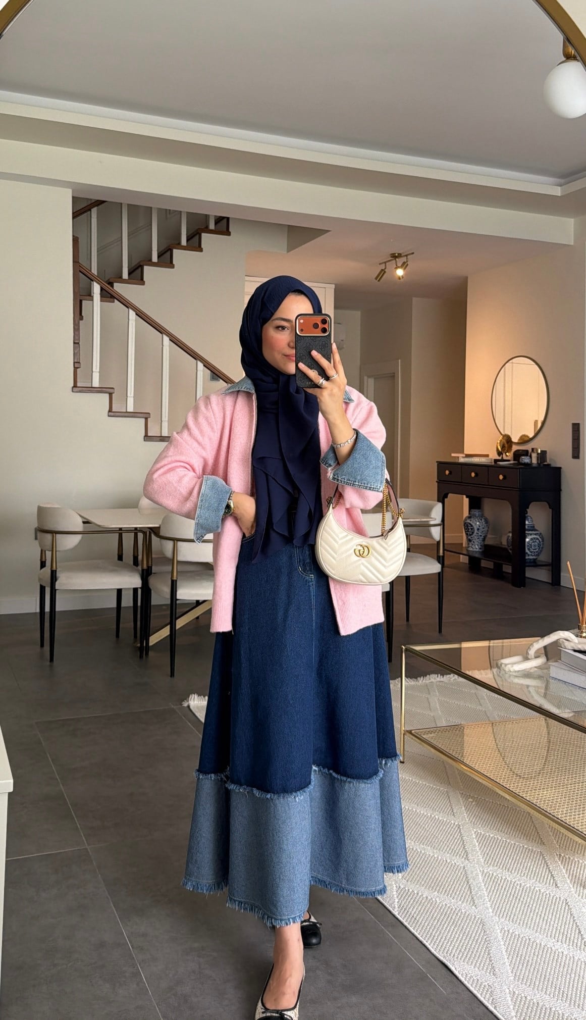 Vintage  Denim Etek Lacivert