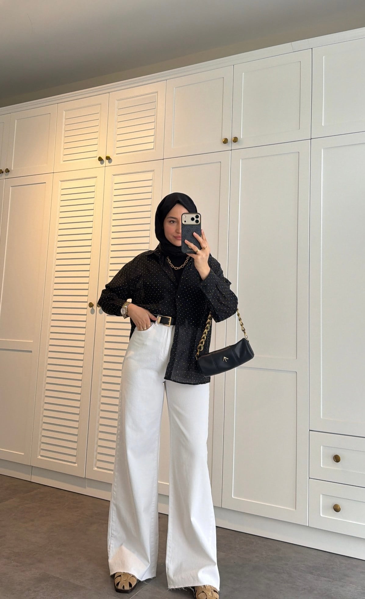 Zr Model Kemerli Wide Leg Jean Beyaz