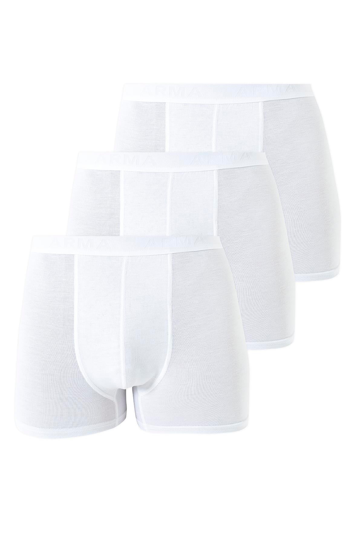  Erkek Beyaz Bambu Boxer 3'lü Paket