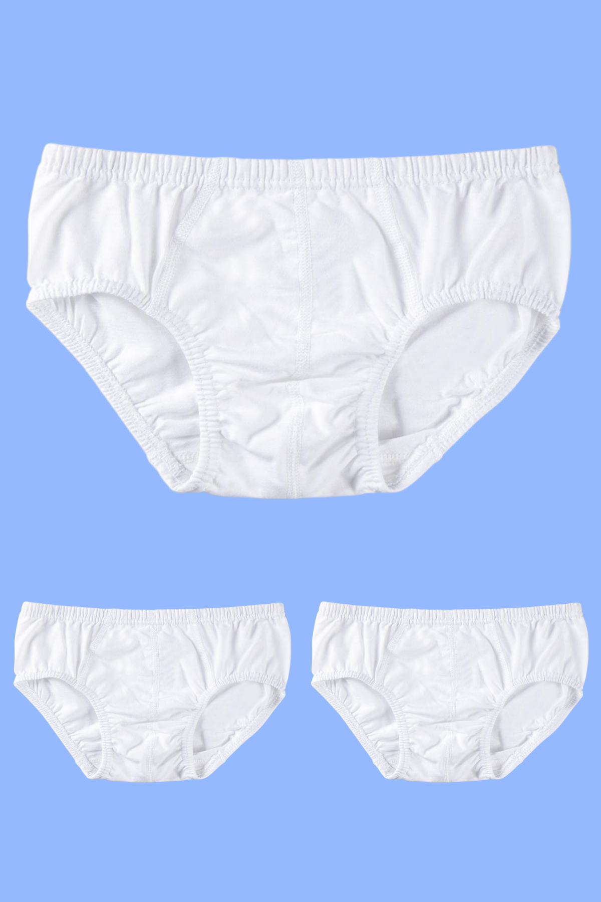  Erkek Çocuk Beyaz Külot %100 Pamuklu 3'lü Paket