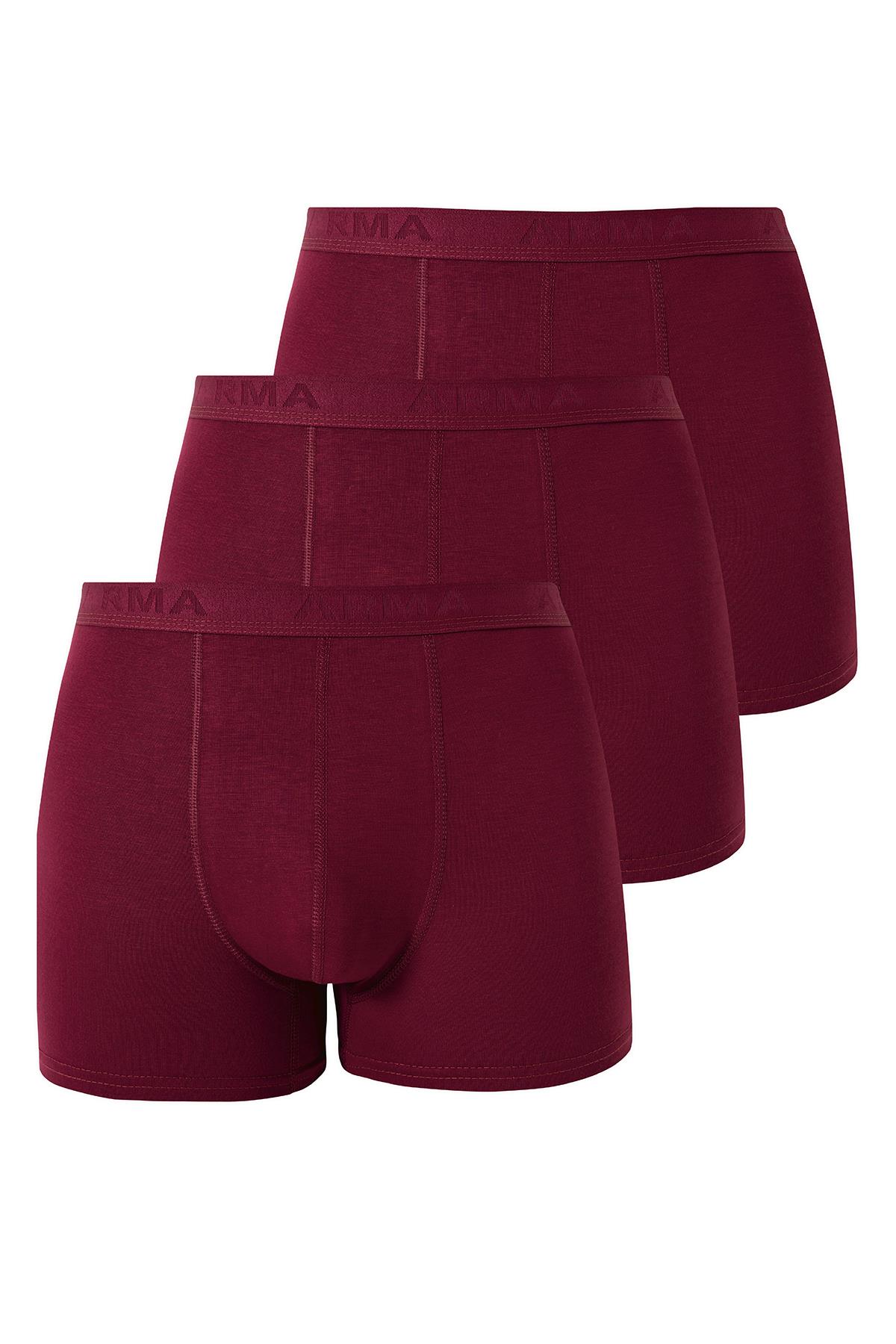  Erkek Bordo Bambu Boxer 3'lü Paket
