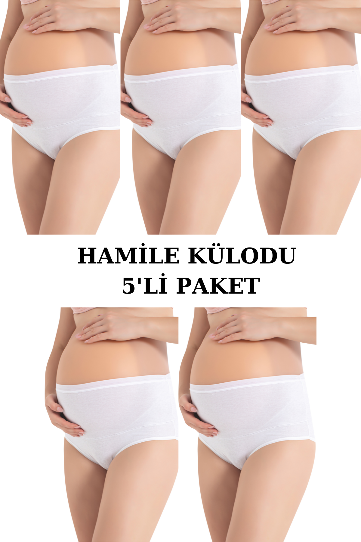 5'li Paket Beyaz Yüksek Bel Toparlayıcı Hamile Lohusa Külot %100 Pamuklu 