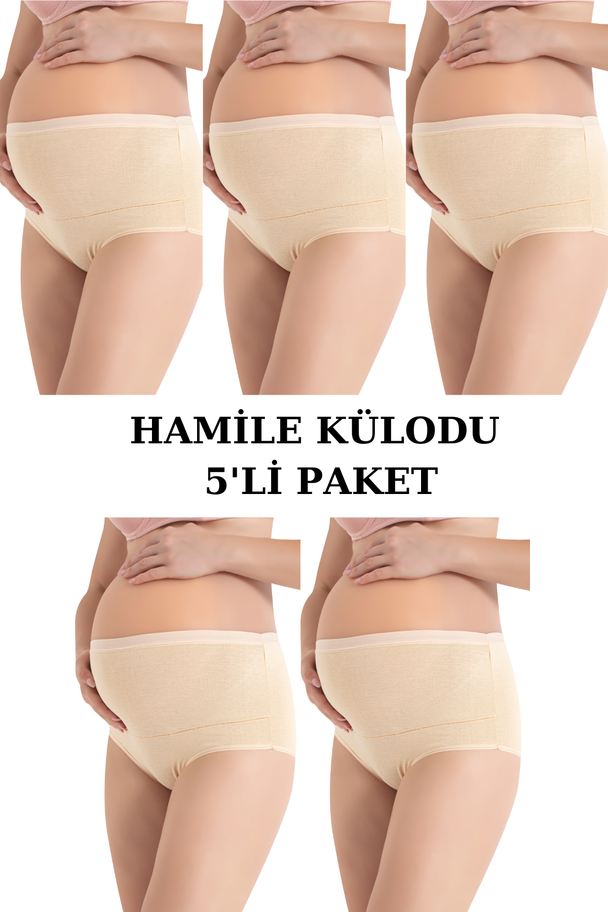 5'li Paket Ten Yüksek Bel Toparlayıcı Hamile Lohusa Külot %100 Pamuklu 
