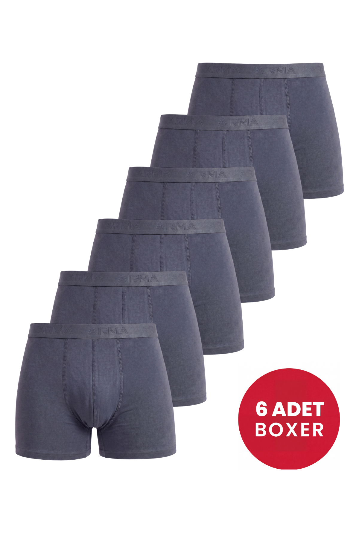 6'lı Paket Erkek Pamuklu Likralı Esnek Kumaş Füme Boxer