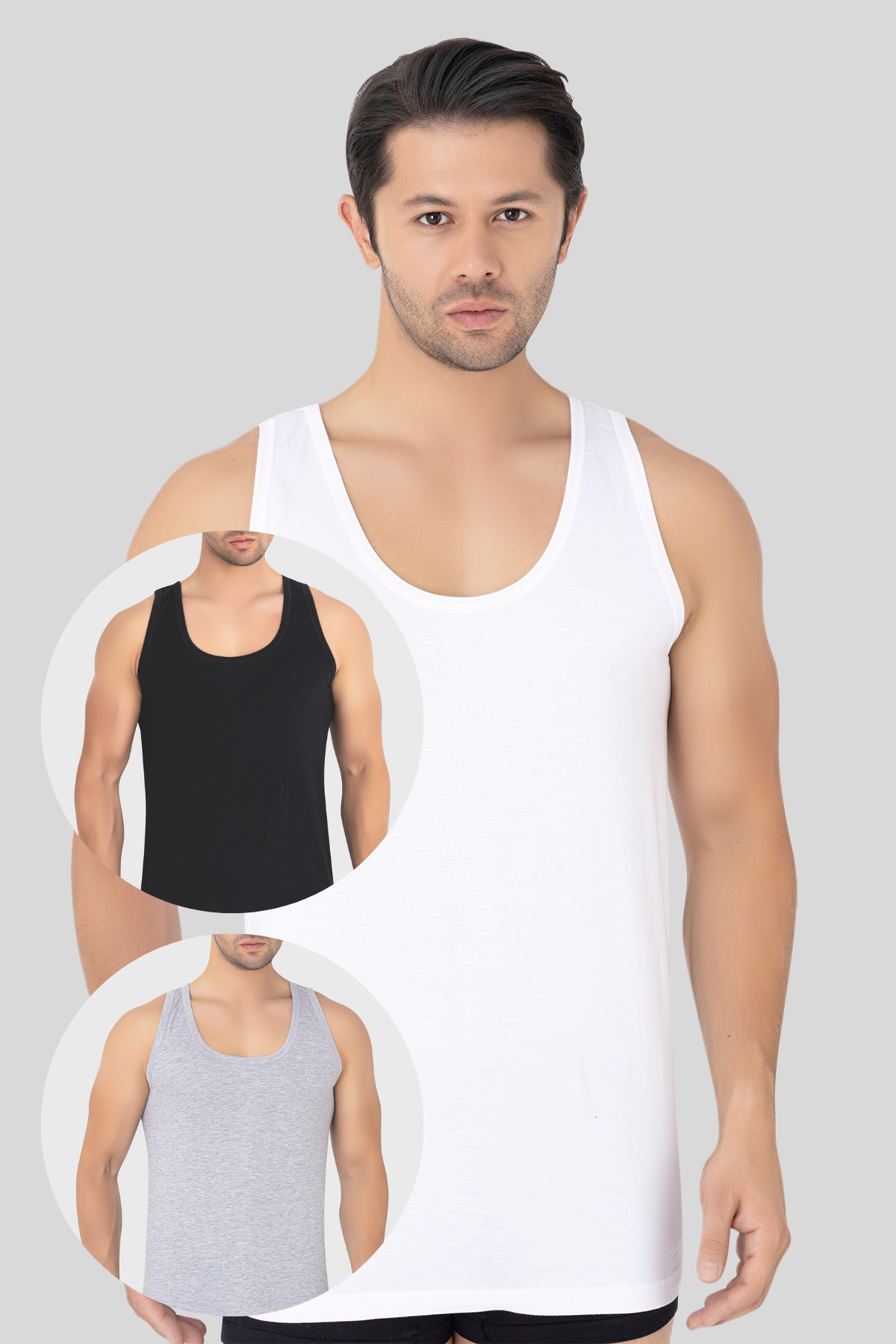 6'lı Paket Renkli Erkek Atlet %100 Pamuklu Penye, Nefes Alabilir İç Giyim