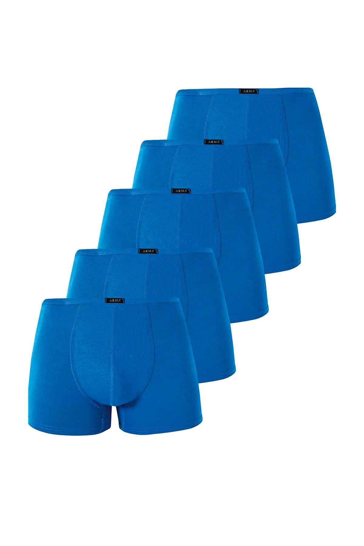 Erkek Bambu Boxer Saks İnce Bel Lastikli 5'li Paket