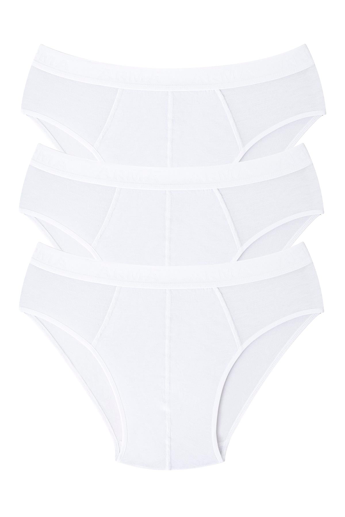 Erkek Bambu Slip Külot Düz Beyaz 3'lü Paket