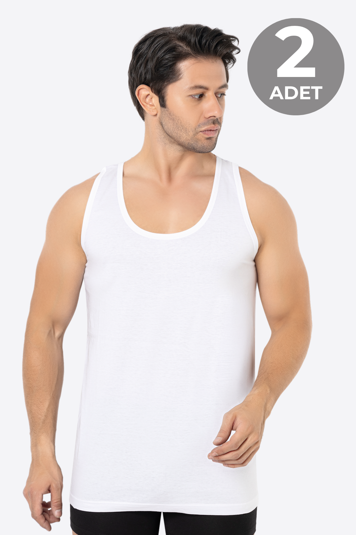 Erkek Beyaz Bambu Atlet 2'li Paket Yumuşak Esnek İnce Kumaş Nefes Alan Atlet