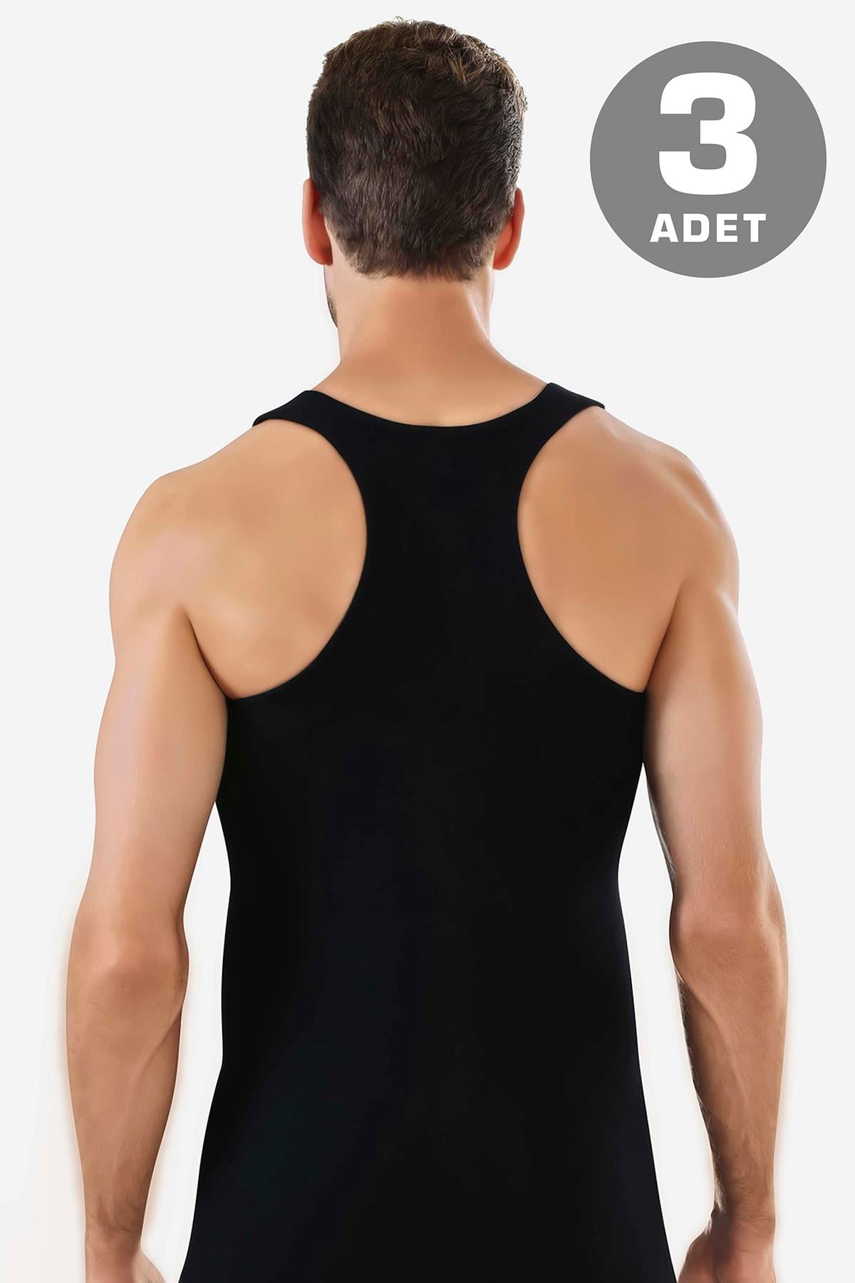 Erkek Pamuklu Sporcu Rambo Atlet Siyah 3'lü Paket