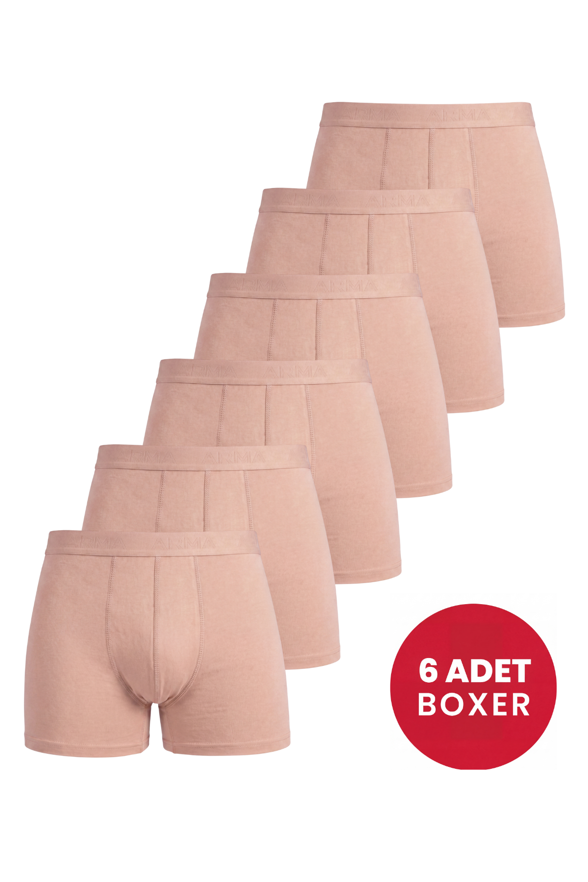 Erkek Ten Rengi Görünmez Boxer 6'lı Paket İç Göstermeyen Pamuklu Likralı Yumuşak ve Esnek