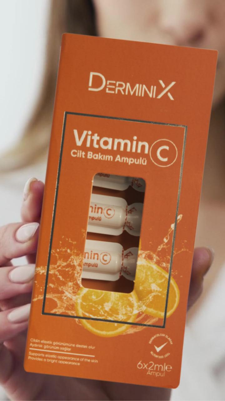 Derminix 3'lü Cilt Bakım Ampul Seti / Hyaluron Ampul + Vitamin C Ampul +  Anti Age Ampul