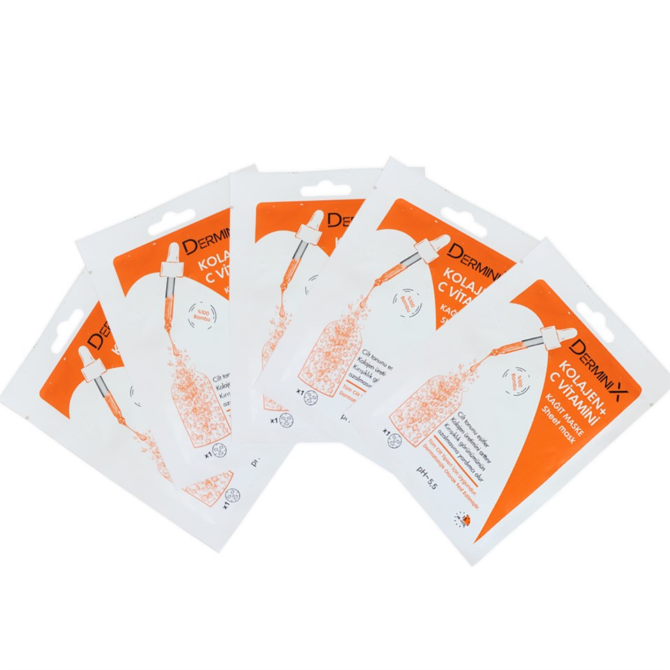 Derminix Kolajen + C Vitamini Kağıt Maske Seti 5 Adet - ONLİNE SATIŞ