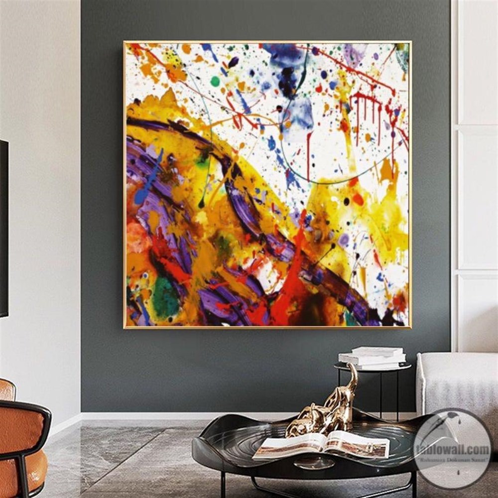 COLORFUL ABSTRACT YAĞLI BOYA DOKULU TABLO