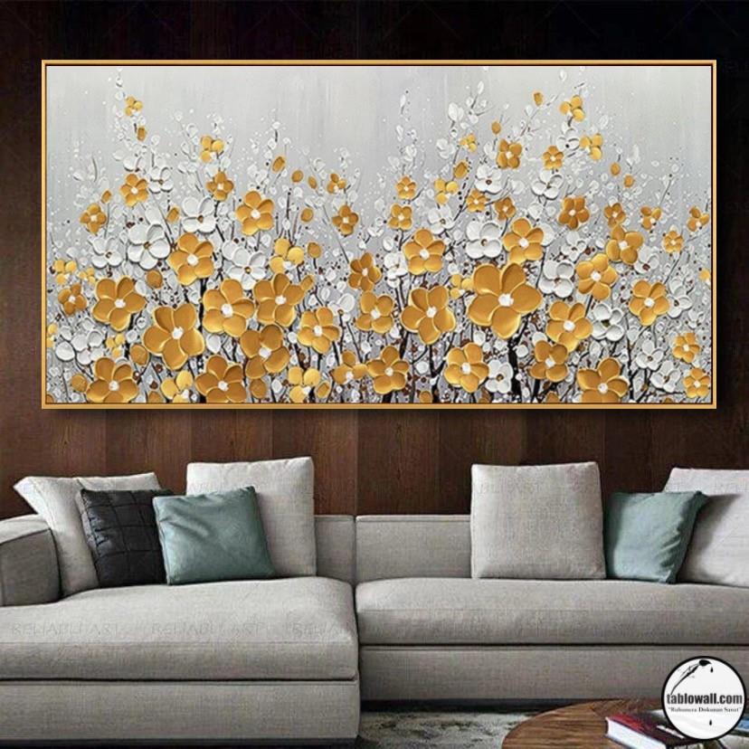 GOLDEN FLOWERS YAĞLI BOYA TABLO