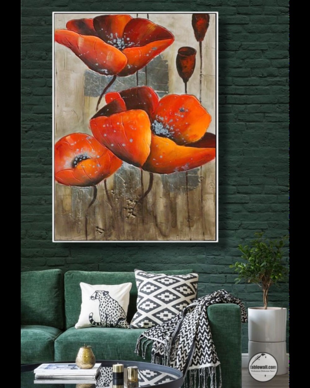 ORANGE POPPY YAĞLI BOYA DOKULU TABLO