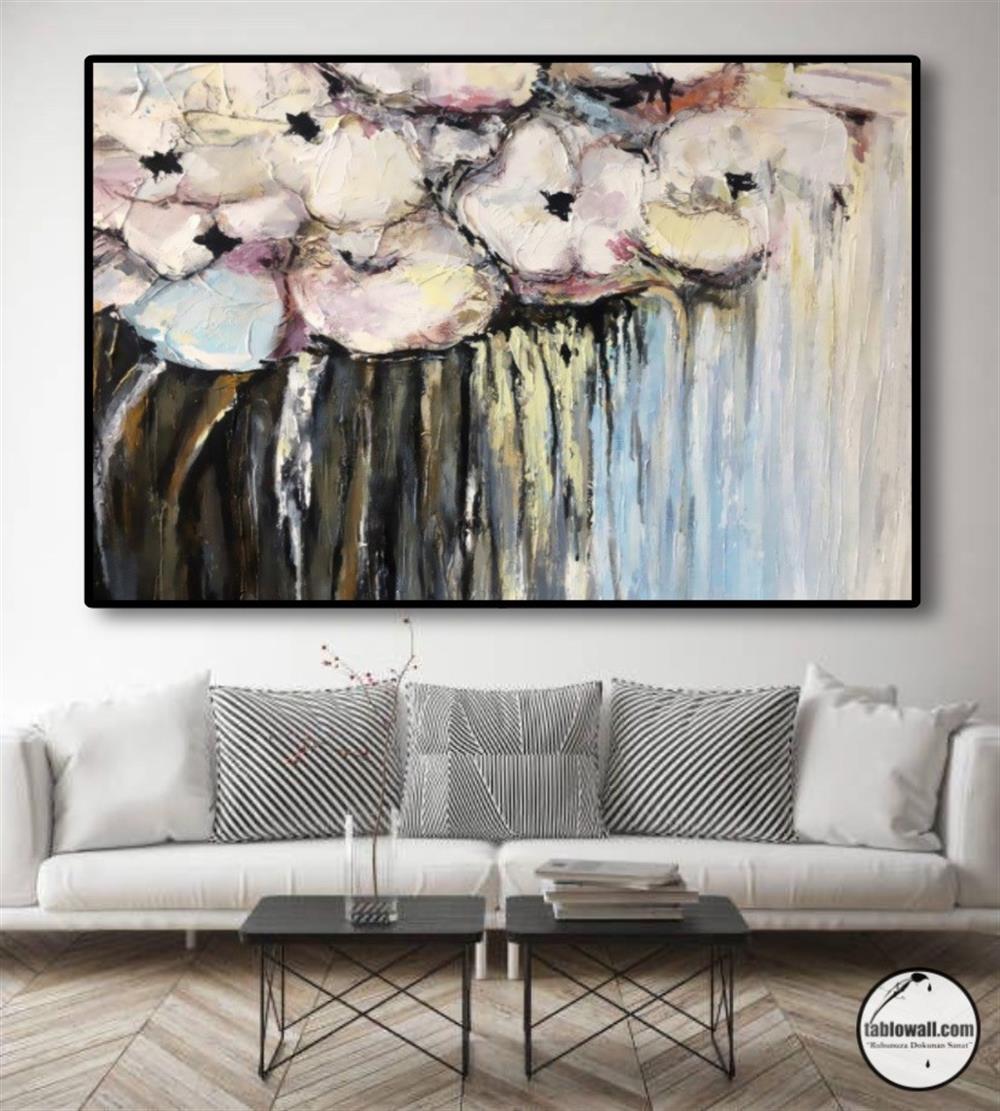 SOFT PINK ROSES YAĞLI BOYA DOKULU TABLO