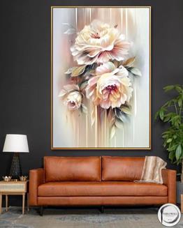 AKIŞTA AÇAN GÜLLER YAĞLI BOYA TABLO