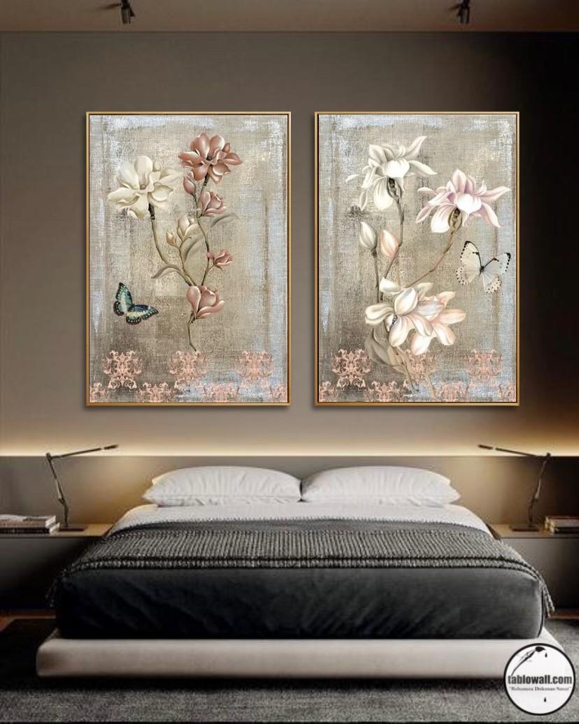 2' Lİ ÇERÇEVELİ YAĞLI BOYA DOKULU TABLO