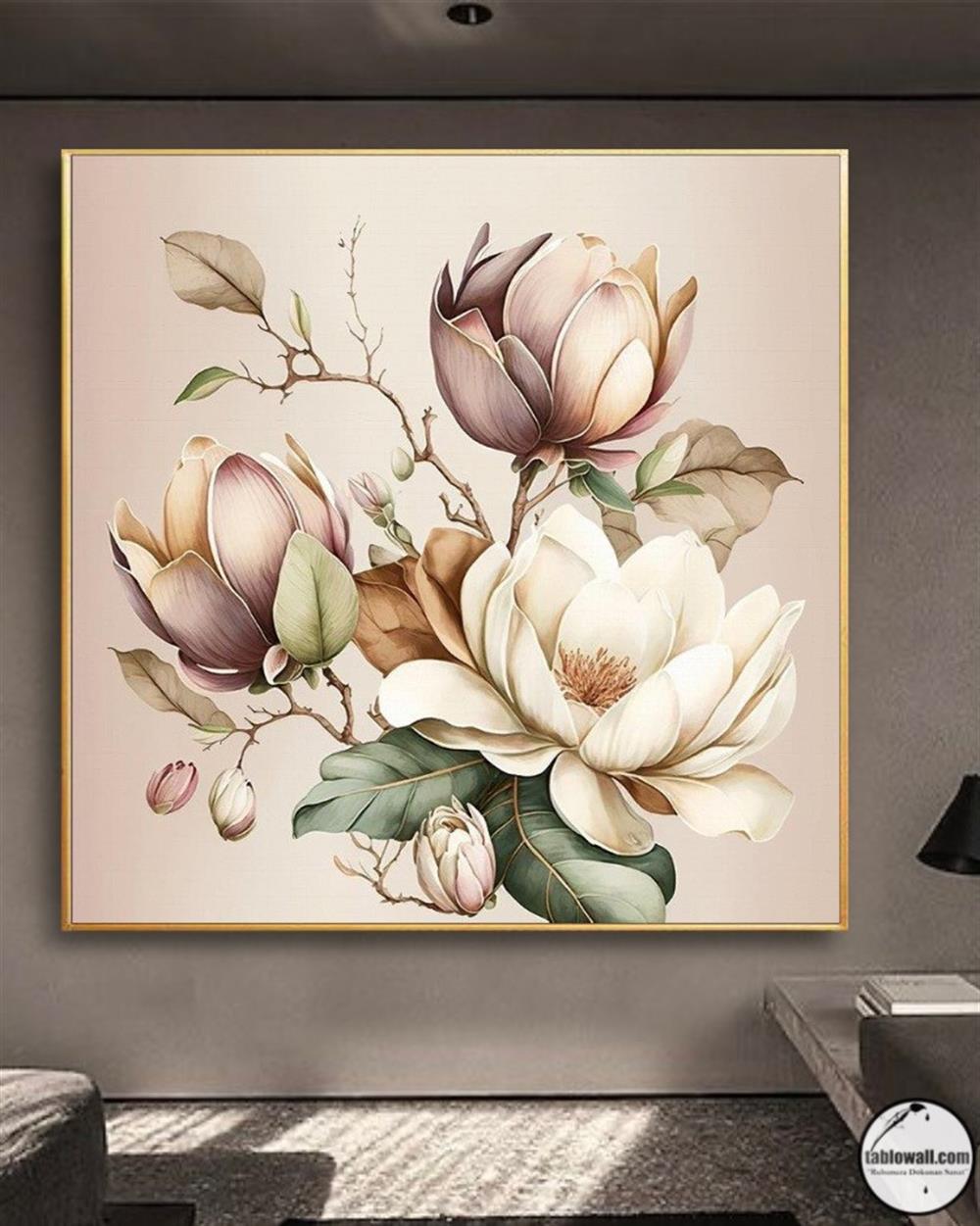 ÇİÇEKLİ YAĞLI BOYA DOKULU TABLO