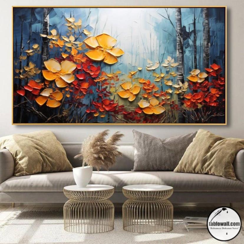 ÇİÇEKLİ YAĞLI BOYA TABLO