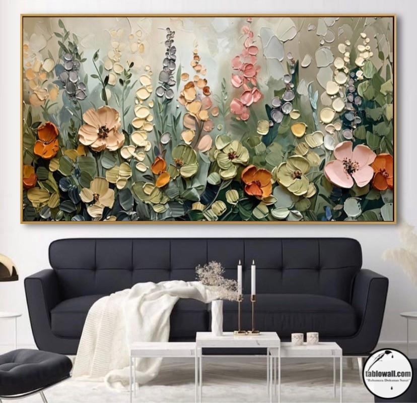 ÇİÇEKLİ YAĞLI BOYA TABLO