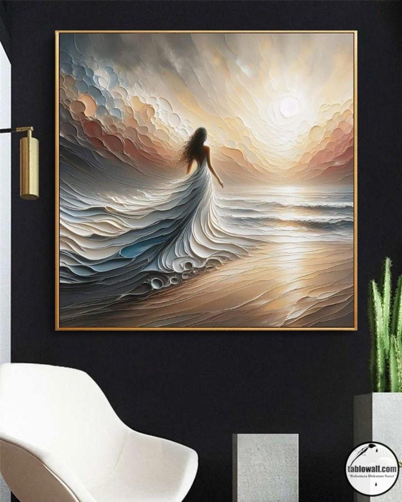LADY ON THE BEACH YAĞLI BOYA TABLO
