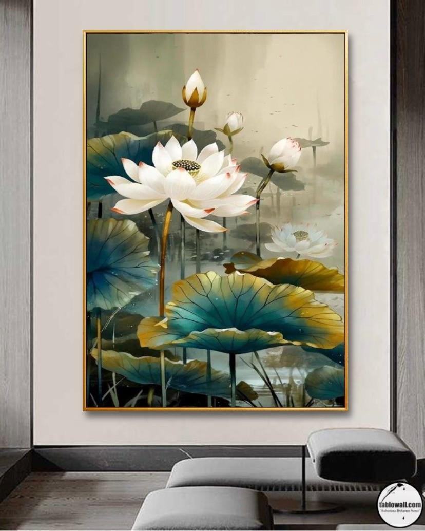 NİLÜFER ÇİÇEĞİ YAĞLI BOYA TABLO