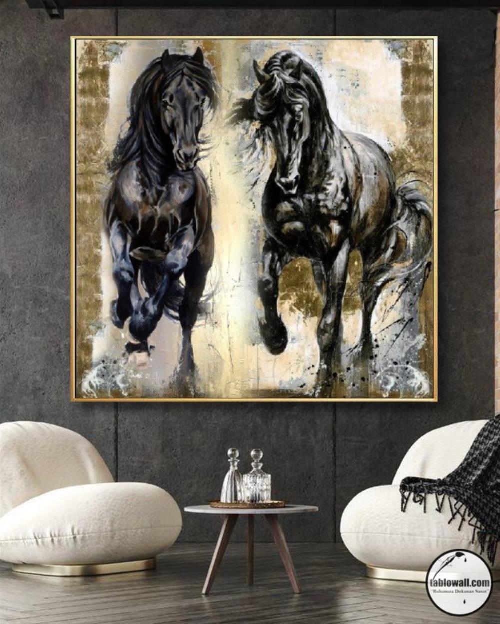 NOBILITY OF HORSES YAĞLI BOYA DOKULU TABLO