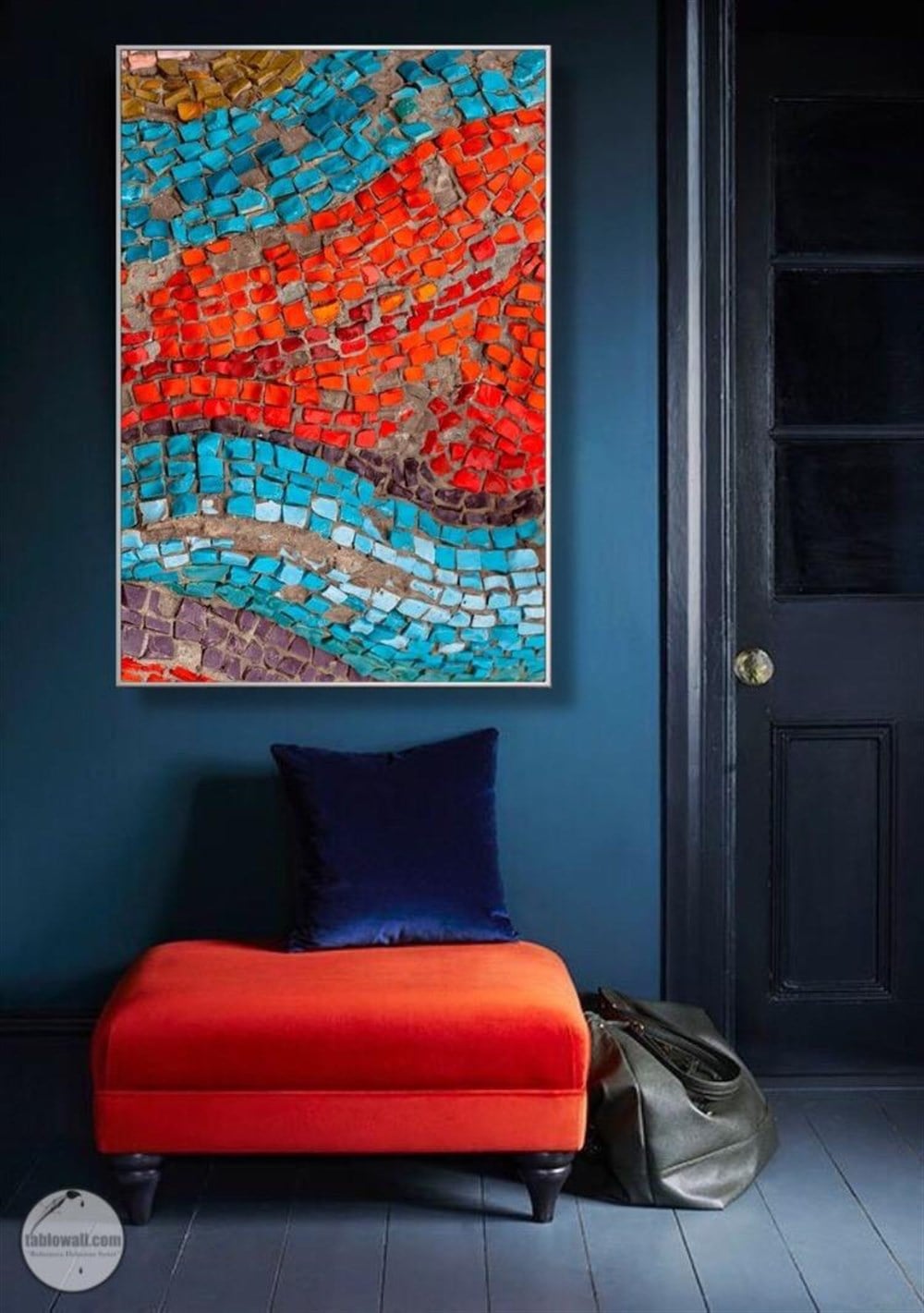 ORANGE & BLUE YAĞLI BOYA DOKULU TABLO