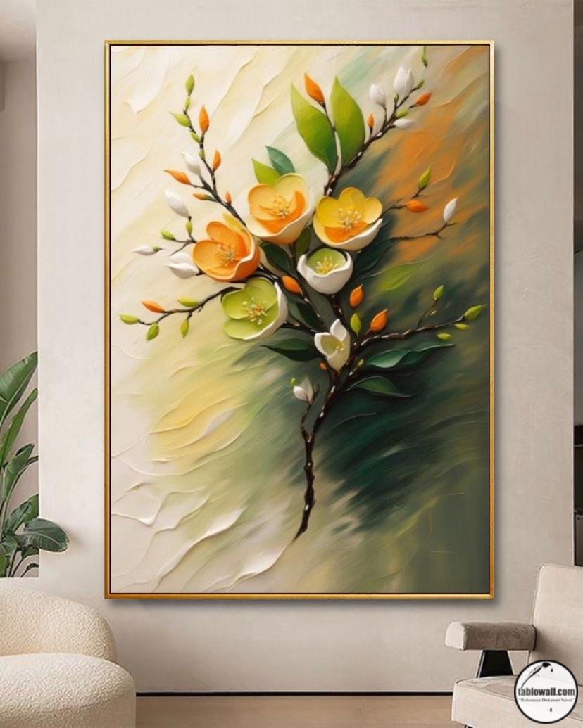 TURUNCU ÇİÇEKLİ YAĞLI BOYA TABLO