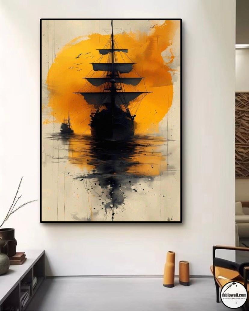 YELKENLİ YAĞLI BOYA DOKULU TABLO