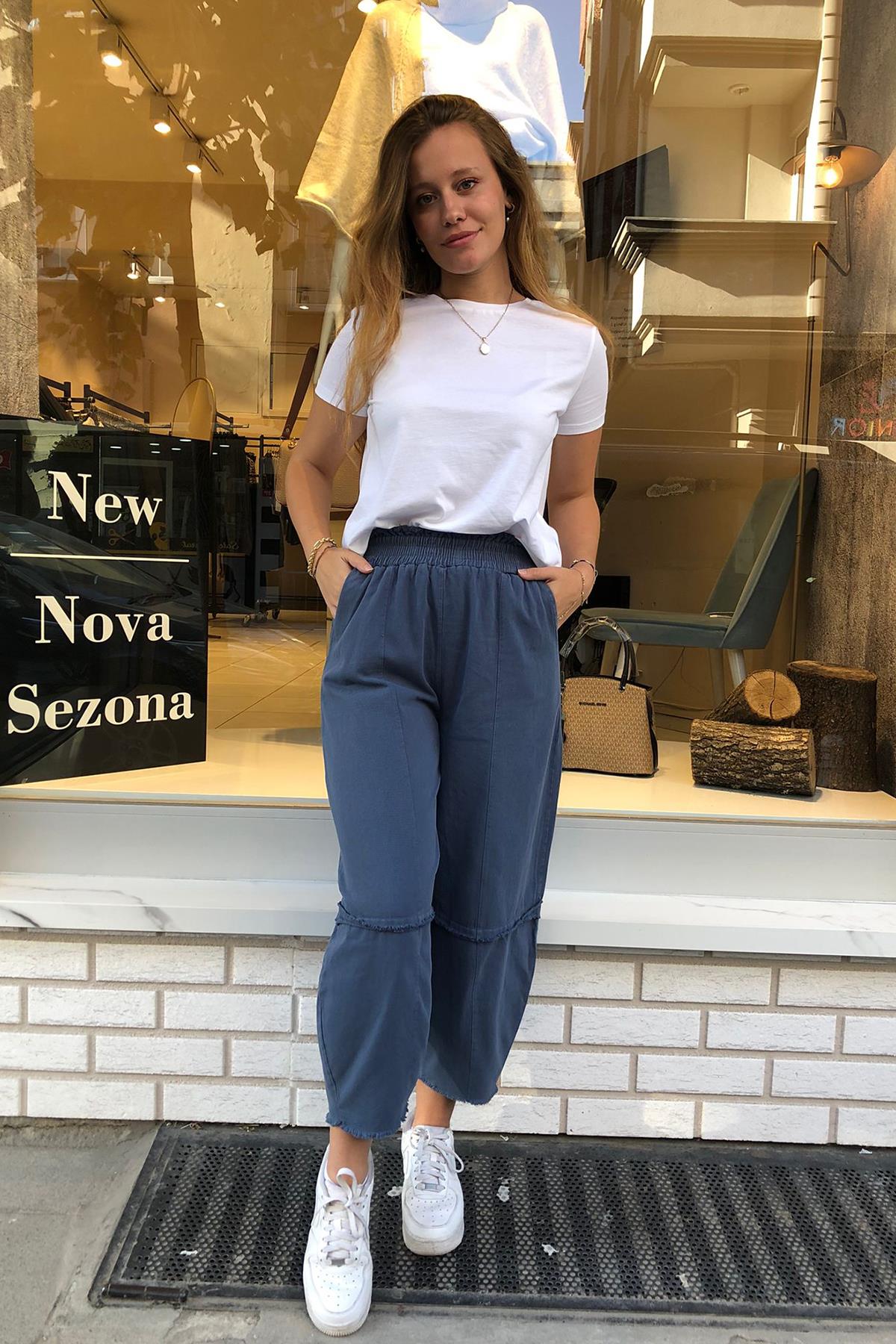  Gabardin Paçası Kesik Şalvar Pantolon