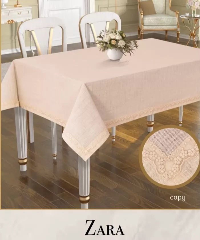 Linen  Tek Masa Örtüsü 160x260 cm Yemek Masası Örtüsü Zara Model Kapiçino
